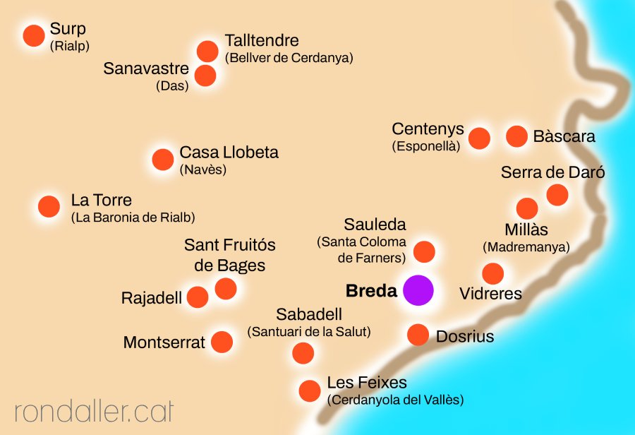 Mapa de les esglésies de Sant Iscle i Santa Victoria.