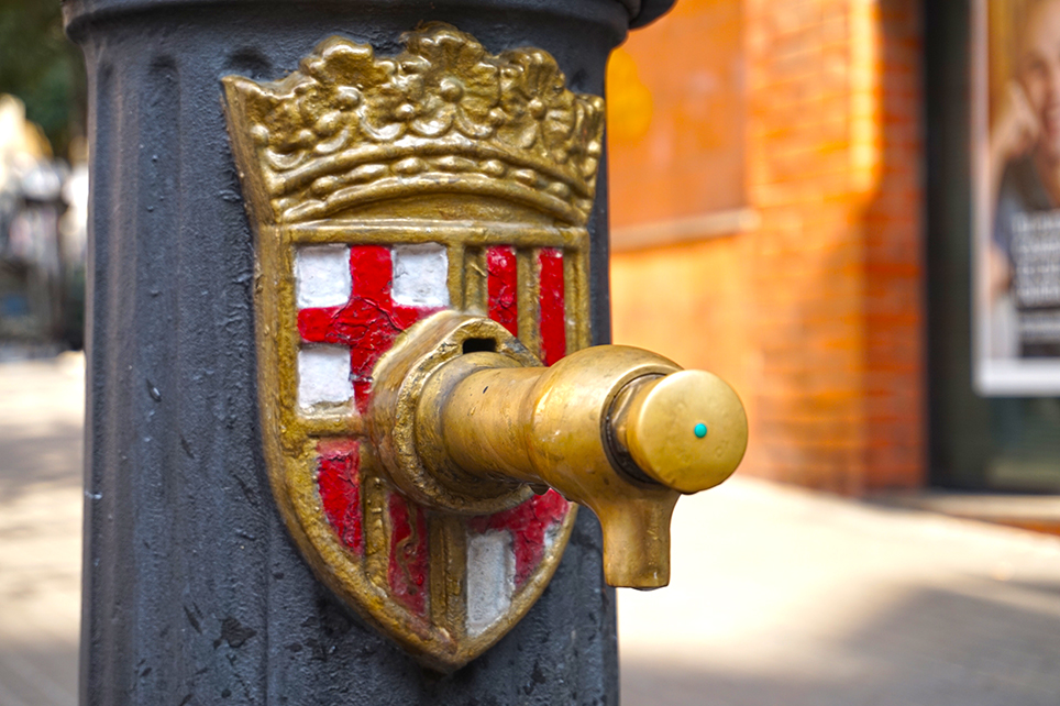 Font amb l'escut de Barcelona.