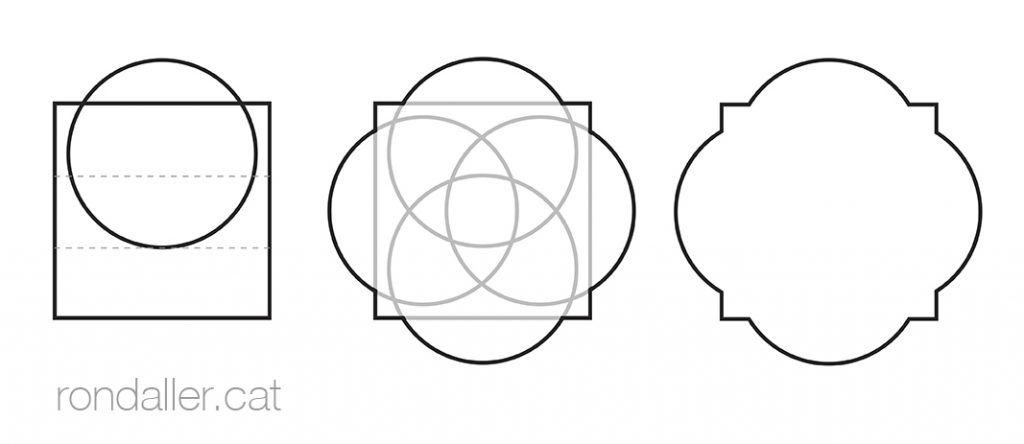 Croquis de la formació del motiu geomètric esgrafiat a l'església de Sant Pol de la Bisbal d'Empordà.