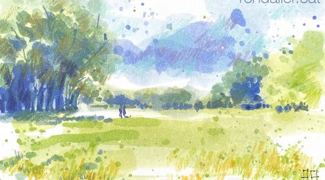 Aquarel·la del paisatge del parc del Corredor.