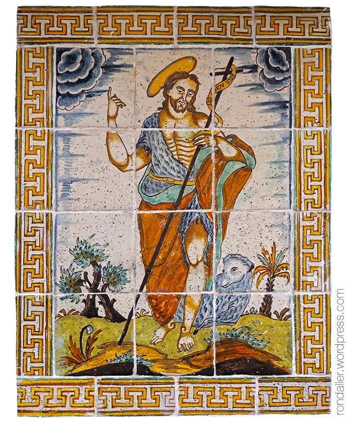 Representació de Sant Joan Baptista, probablement del segle XVIII. Més plafons ceràmics de Sitges. Garraf.