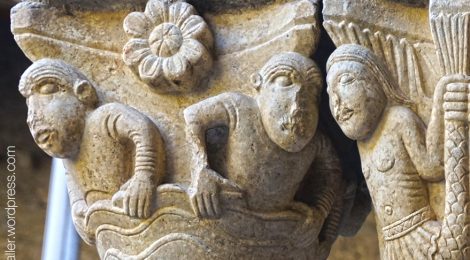 Ripoll, Ripollès, monestir de Santa Maria, capitell, claustre, romànic, sirena