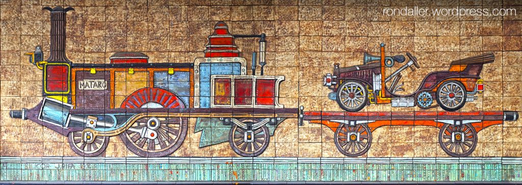 Joan Rifà, Miquel Biada, tren, ferrocarril, Mataró, Maresme, mural ceràmic