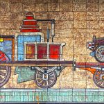 Joan Rifà, Miquel Biada, tren, ferrocarril, Mataró, Maresme, mural ceràmic