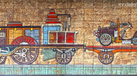 Joan Rifà, Miquel Biada, tren, ferrocarril, Mataró, Maresme, mural ceràmic