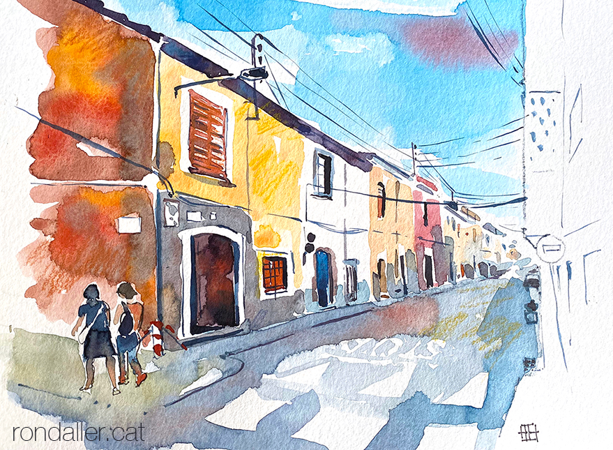 Aquarel·la del carrer Sant Ramon de Vilassar de Mar (Maresme).