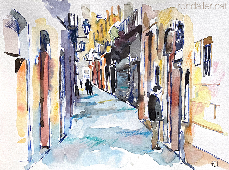 Aquarel·la del carrer Petritxol de Barcelona.