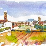 Aquarel·la d'Alfara del Patriarca, població de l'Horta Nord de València.