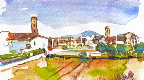 Aquarel·la d'Alfara del Patriarca, població de l'Horta Nord de València.