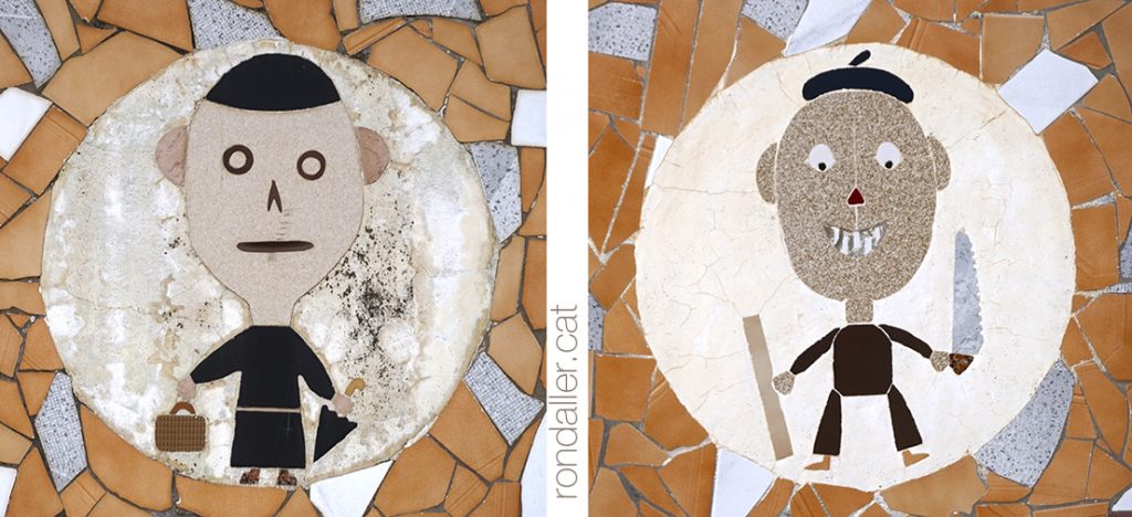 Art marginal a Palafolls (Maresme). Mosaics a la façana de la casa de Narcís Ribas.