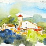 Aquarel·la de l'Hospital de Cervelló a Olesa de Bonesvalls (Alt Penedès).