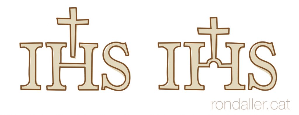 Croquis de la primera evolució del monograma IHS.