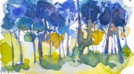 Aquarel·la del bosc del Turó de Cerdanyola de Mataró.