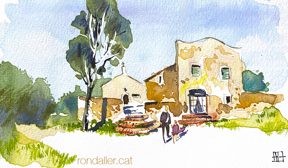 Aquarel·la de l'ermita de Sant Mateu del Bosc, dins el terme de Premià de Dalt (Maresme).