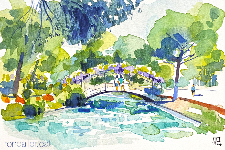 Aquarel·la del Parc de la Pegaso al barri de La Sagrera de Barcelona.