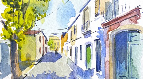 Aquarel·la del carrer del Roser de Vilassar de Mar.