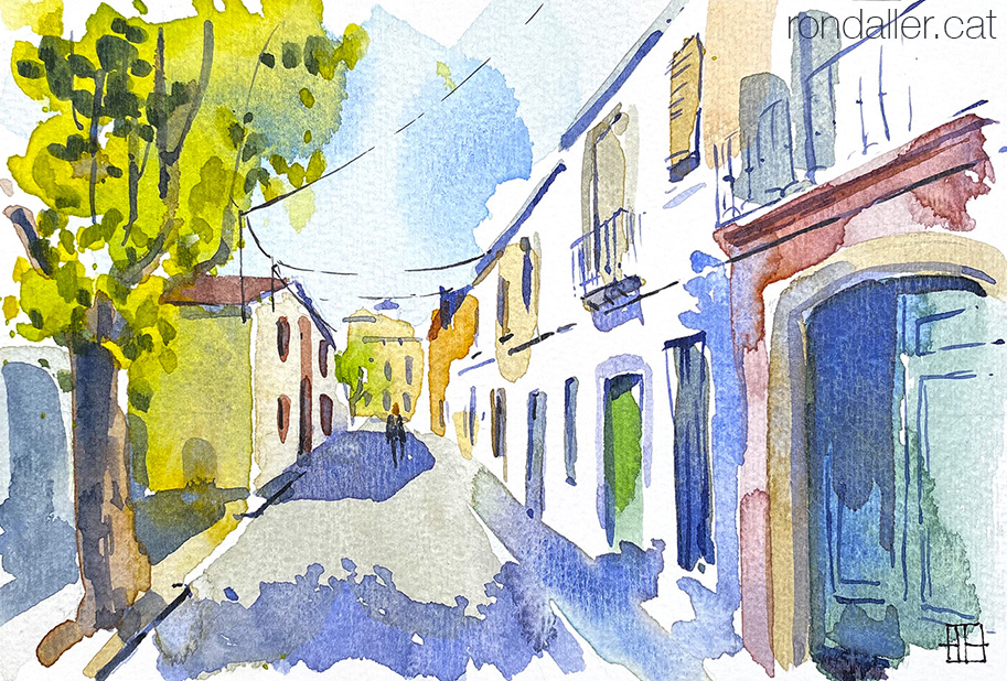 Aquarel·la del carrer del Roser de Vilassar de Mar.