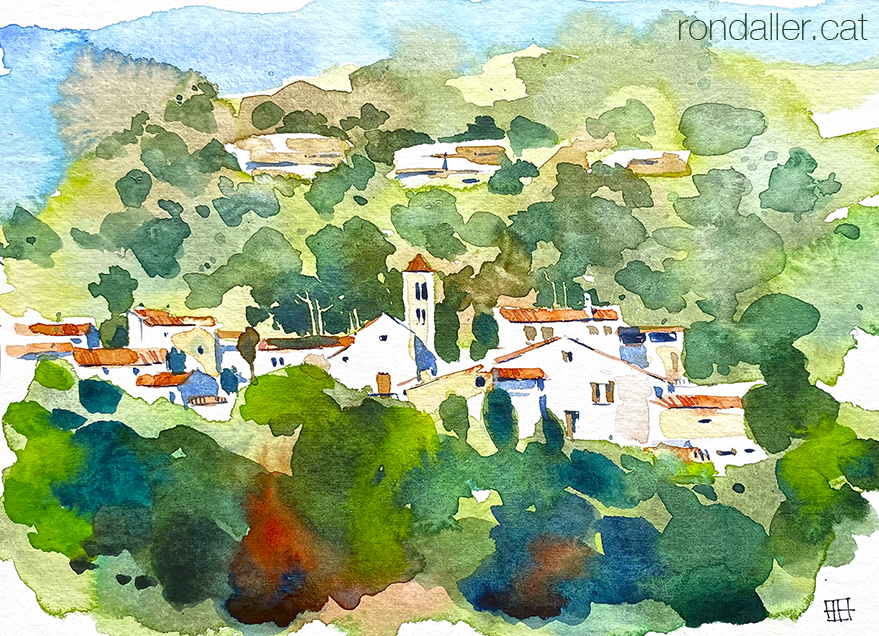 Aquarel·la amb una panoràmica de Tavèrnoles.