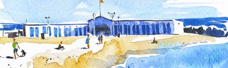 Aquarel·la del port de pescadors de Vilassar de Mar.