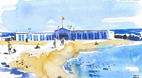 Aquarel·la del port de pescadors de Vilassar de Mar.