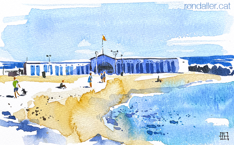 Aquarel·la del port de pescadors de Vilassar de Mar.