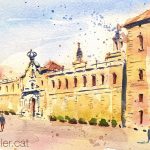 Aquarel·la de la façana de la Universitat de Cervera.