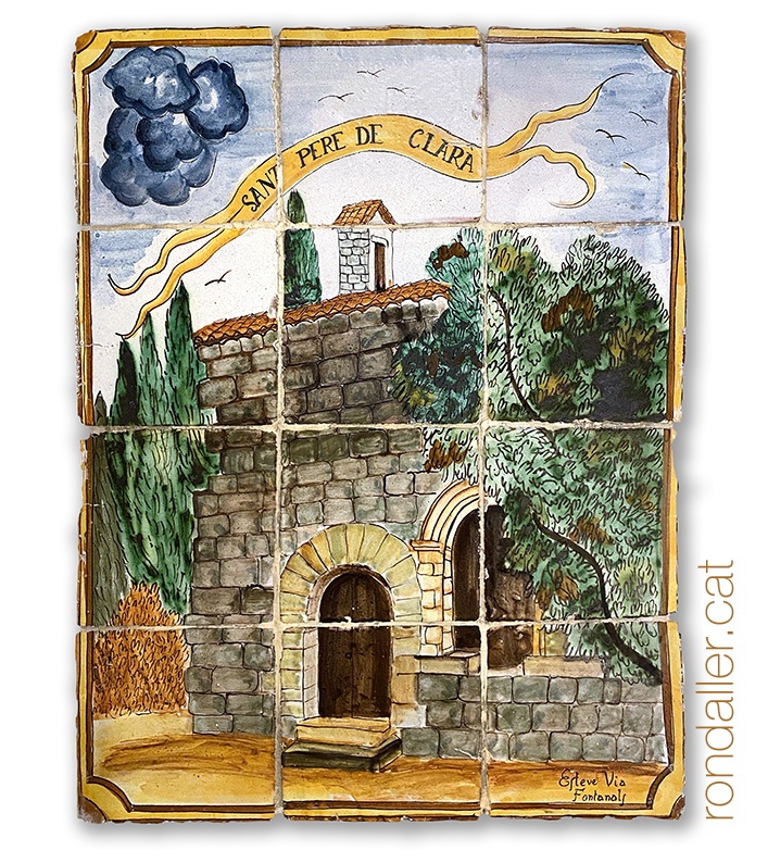 12 llocs d'Argentona. Mural ceràmic amb l'ermita de Sant Pere de Clarà.