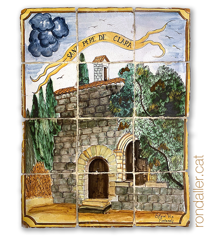 12 llocs d'Argentona. Mural ceràmic amb l'ermita de Sant Pere de Clarà.