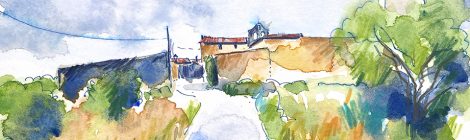 Aquarel·la de Masarbonès, població pertanyent al municipi de Masllorenç al Baix Penedès.