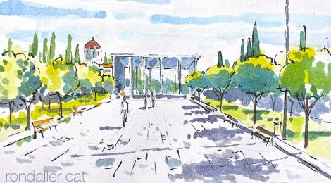 Aquarel·la de l'entrada principal del Primer Cementiri d'Atenes.