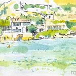 Aquarel·la de la platja Ftelias de Míkonos.