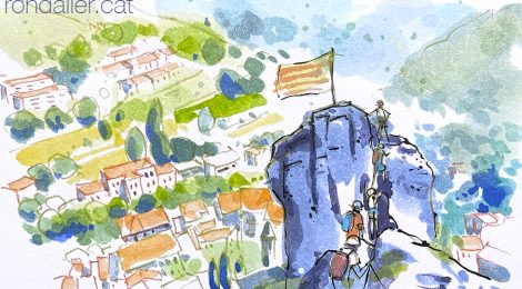 Aquarel·la amb una panoràmica del granòfir de ribes de Freser.