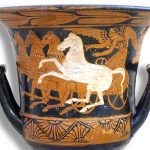 Animals a la Grècia clàssica. Peça de ceràmica amb la representació d'un cavall.