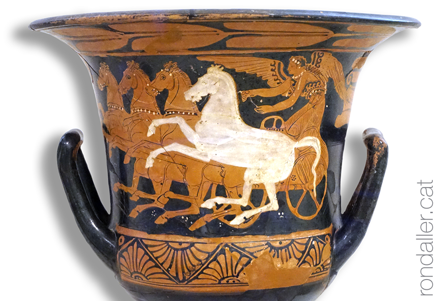 Animals a la Grècia clàssica. Peça de ceràmica amb la representació d'un cavall.