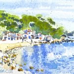 Aquarel·la de la cala s'Alguer Gran a Palamós.