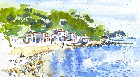 Aquarel·la de la cala s'Alguer Gran a Palamós.