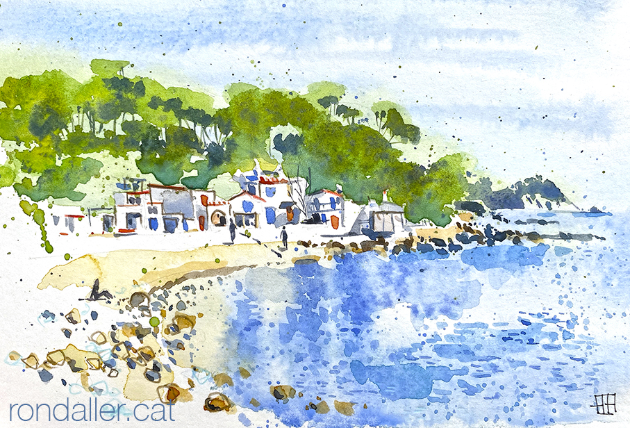 Aquarel·la de la cala s'Alguer Gran a Palamós.