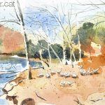 Aquarel·la de la bassa dels ànecs a la Roca del Vallès.