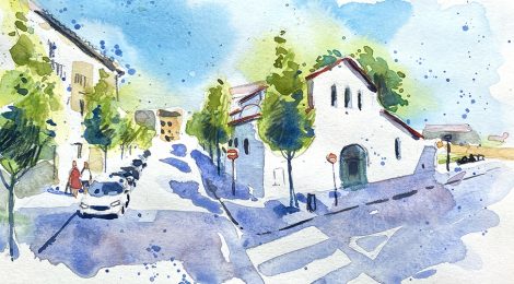 Aquarel·la de l'antic celler projectat per Bernardí Martorell.