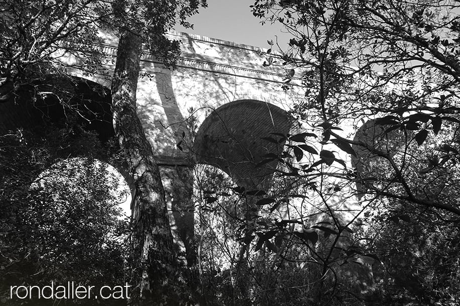 La font den Ribas de Collserola. Viaducte de que havia de ser l'entrada de la mansió de Lluís Ribas.