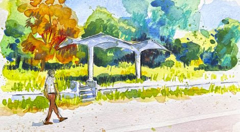 Aquarel·la de la marquesina construïda el 1964.