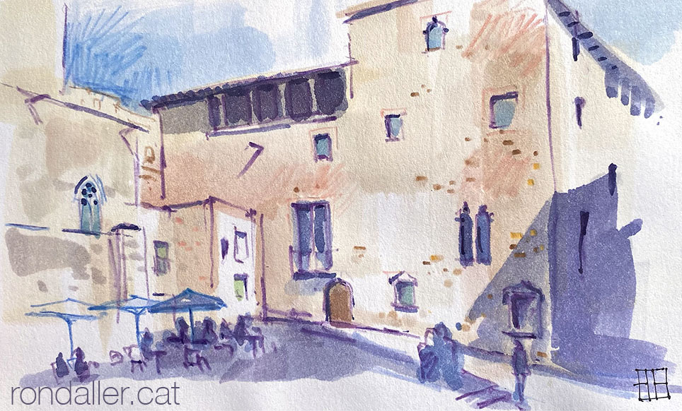 Aquarel·la de la Casa Padellàs, al Barri Gòtic de Barcelona.