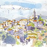 Aquarel·la del Poble Vell de Súria (Bages).