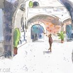 Aquarel·la de la Casa Padellàs, seu del Museu d'Història de Barcelona.