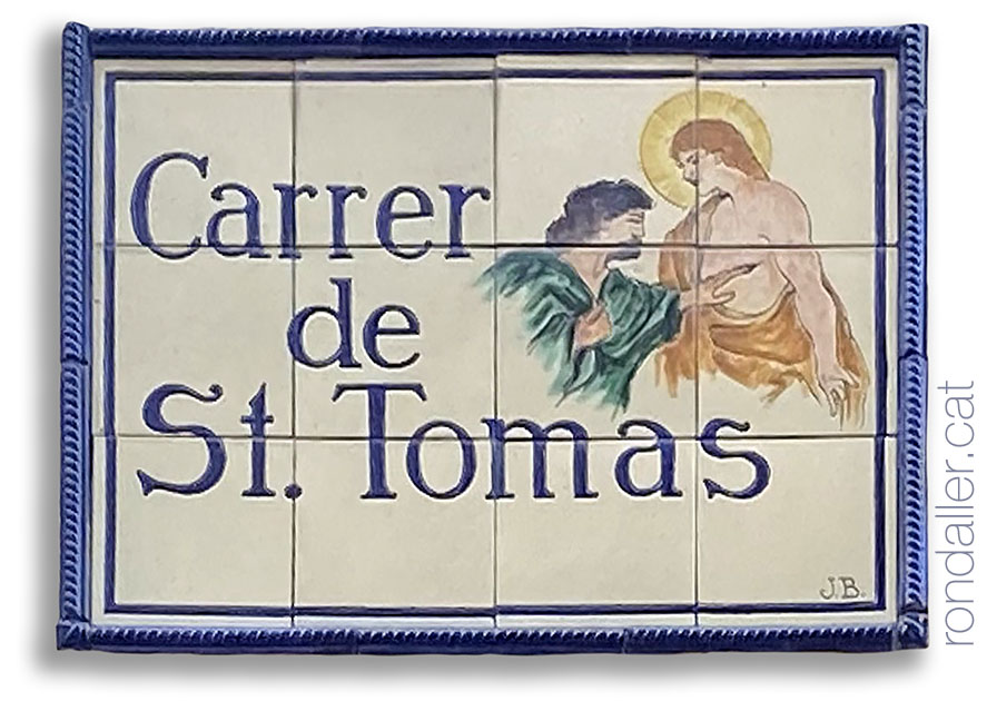 Plafó ceràmic del carrer de Sant Tomàs.