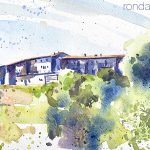 Aquarel·la del Mas el Siubés a terme de Les Planes d'Hostoles.