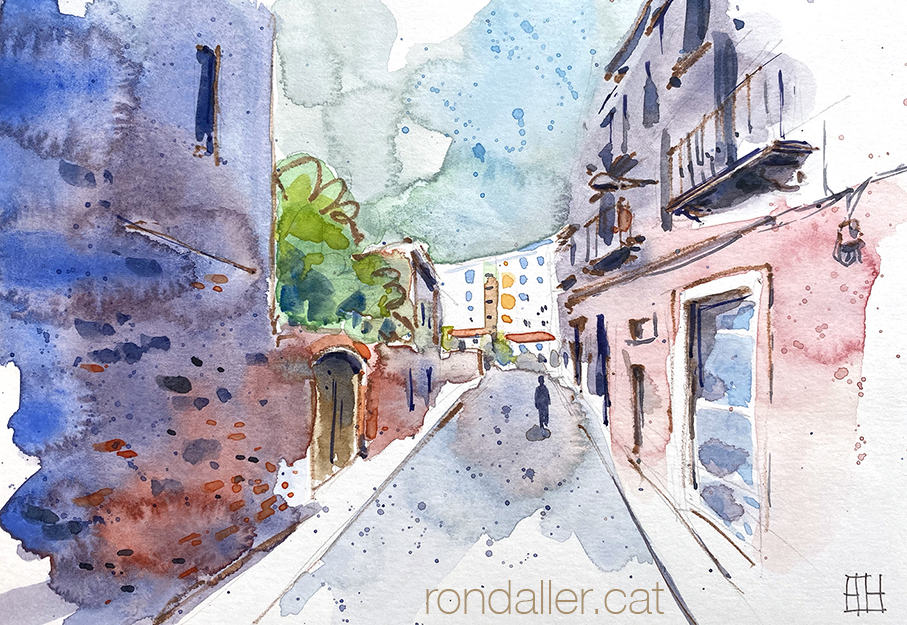 Aquarel·la del carrer de l'Arc de Sant Martí de Barcelona.