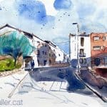 Aquarel·la del carrer de Santa Oliva a Olesa de Montserrat.