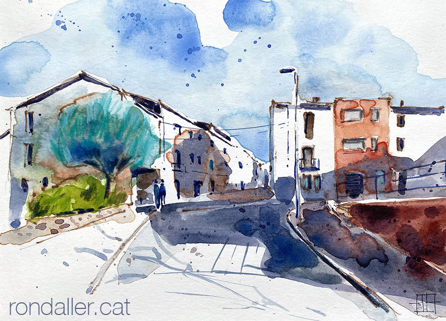 Aquarel·la del carrer de Santa Oliva a Olesa de Montserrat.