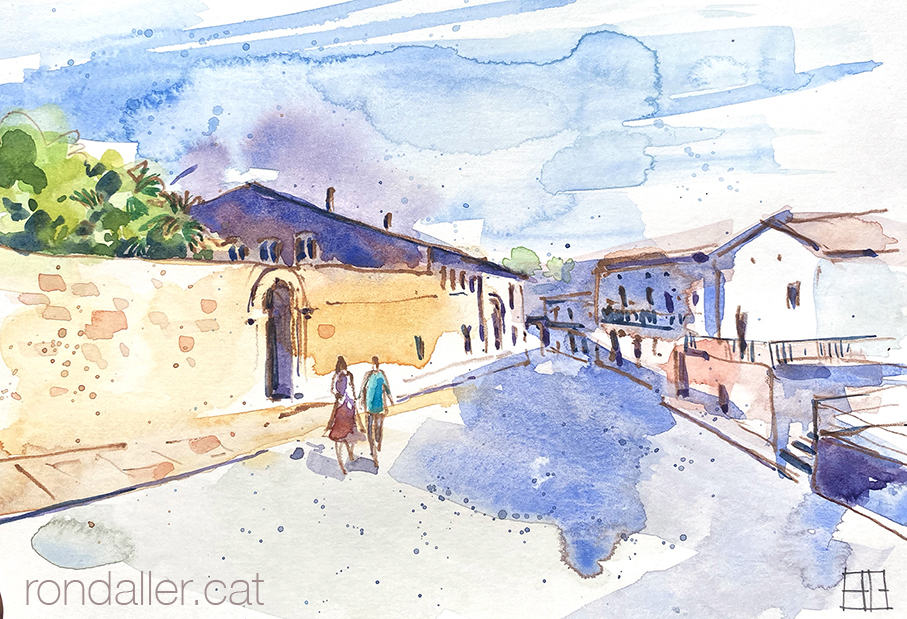 Aquarel·la amb una vista del Conventet de Pedralbes.